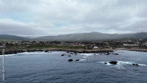 coastal edge of La Ballena beach, La Ligua commune, Valparaiso region, country of Chile photo