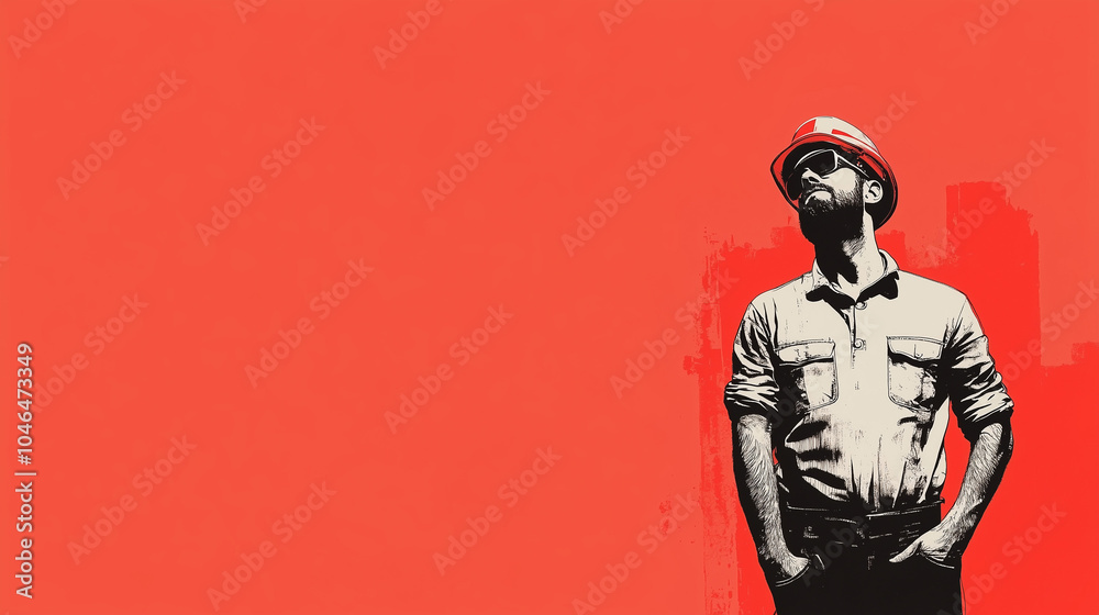 Minimalist Vector Art of Construction Worker Minimalist Vector Art of Construction Worker