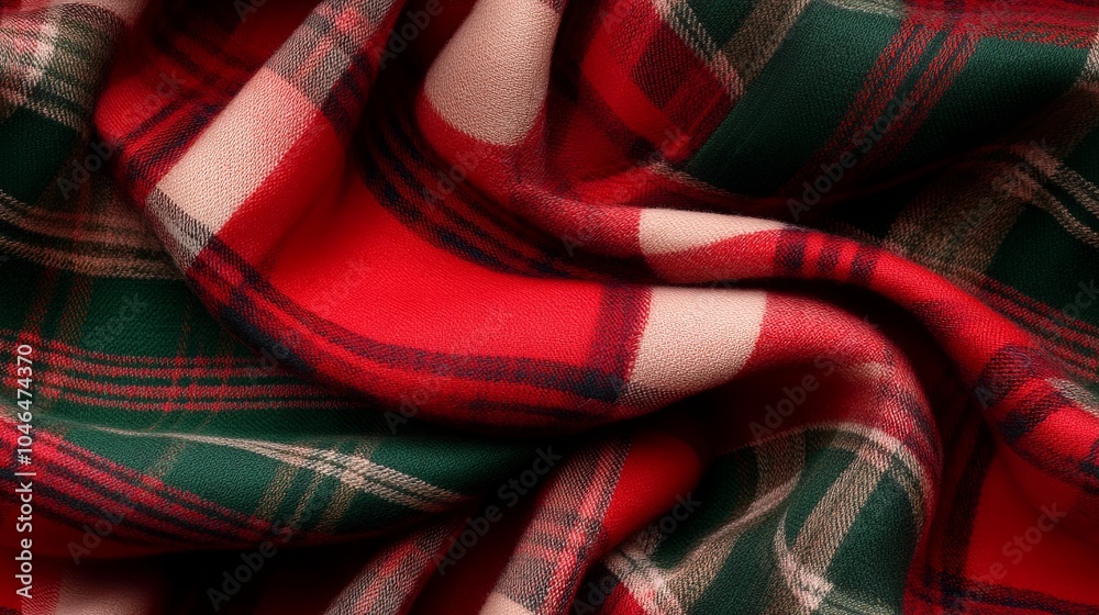 Vibrant Red and Green Tartan Fabric Pattern Vibrant Red and Green Tartan Fabric Pattern