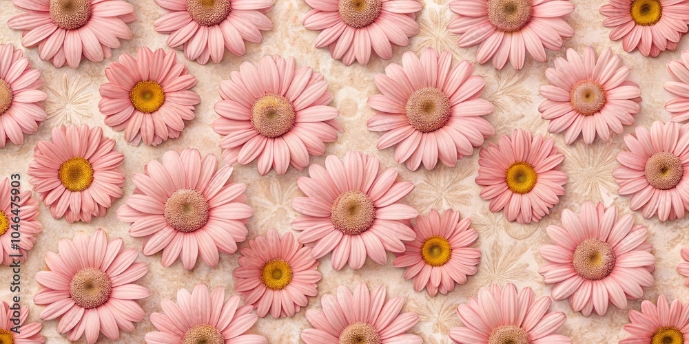 Light Pink Daisy Flowers Repeat Pattern on a Soft Fabric Background, Retro Floral Design for Home Decor, Wallpaper, and Fashion, Perfect for Trendy Urban Exploration Photography Light Pink Daisy Flowers Repeat Pattern on a Soft Fabric Background, Retro Floral Design for Home Decor, Wallpaper, and Fashion, Perfect for Trendy Urban Exploration Photography
