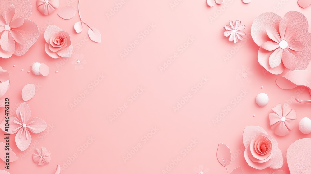 Photo of, Pink background with floral pattern for design, banner template Photo of, Pink background with floral pattern for design, banner template