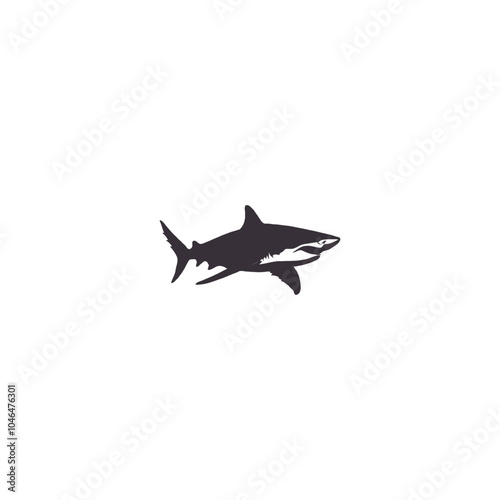 Shark silhouette flat illustration on isolated background