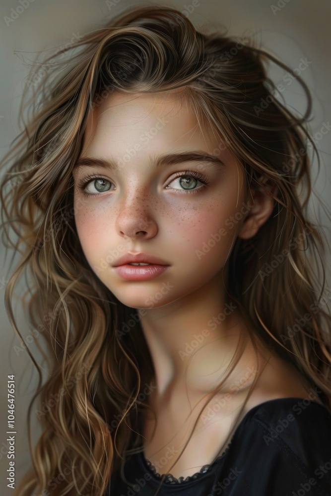 Naklejka premium Clean and simple girl's portrait