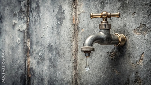 Wallpaper Mural Dripping faucet on a worn gray stone floor, faucet, gray, vintage, industrial, floor Torontodigital.ca