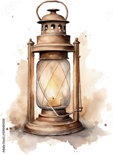 old oil lamp on white