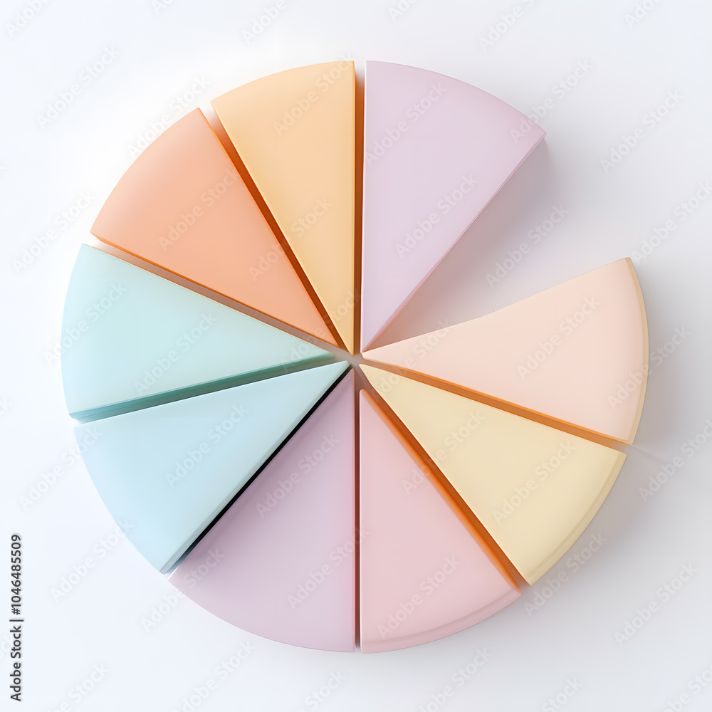 Obraz premium Top view 3d pie chart isolated on white 