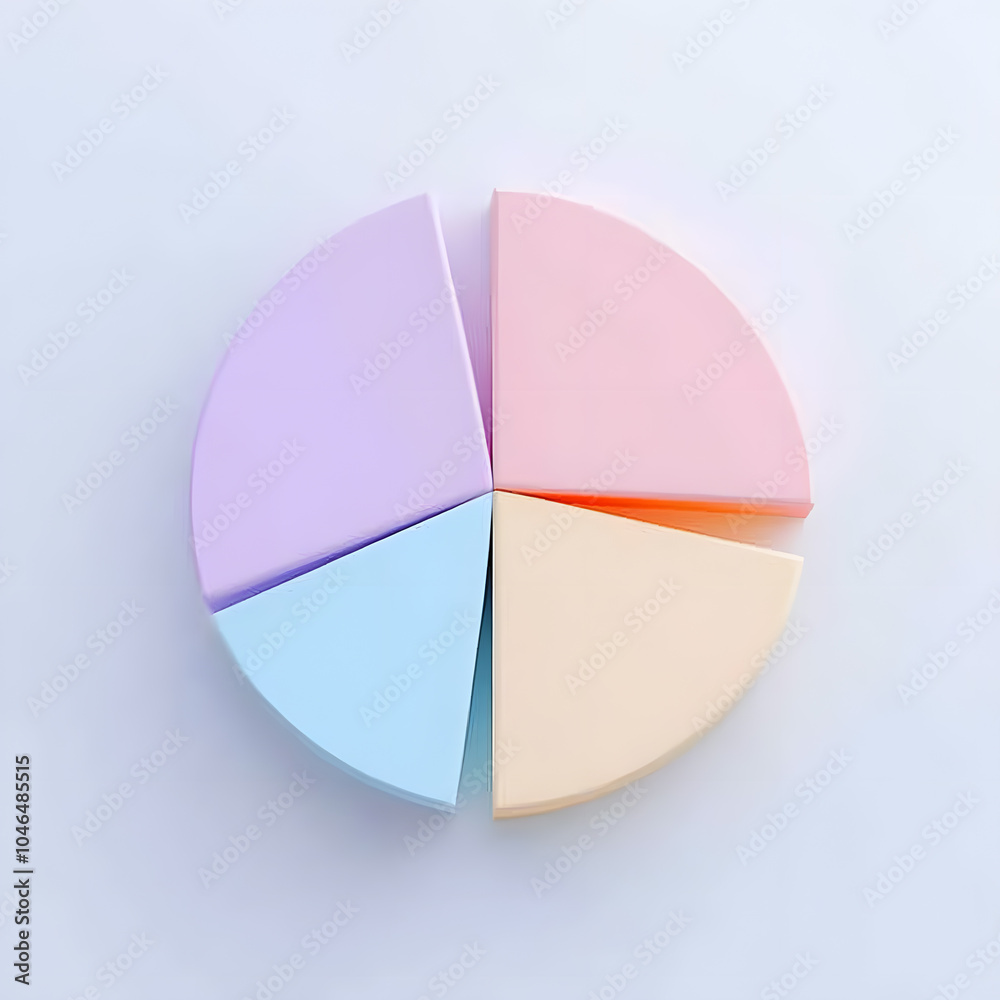 Obraz premium Top view 3d pie chart isolated on white 