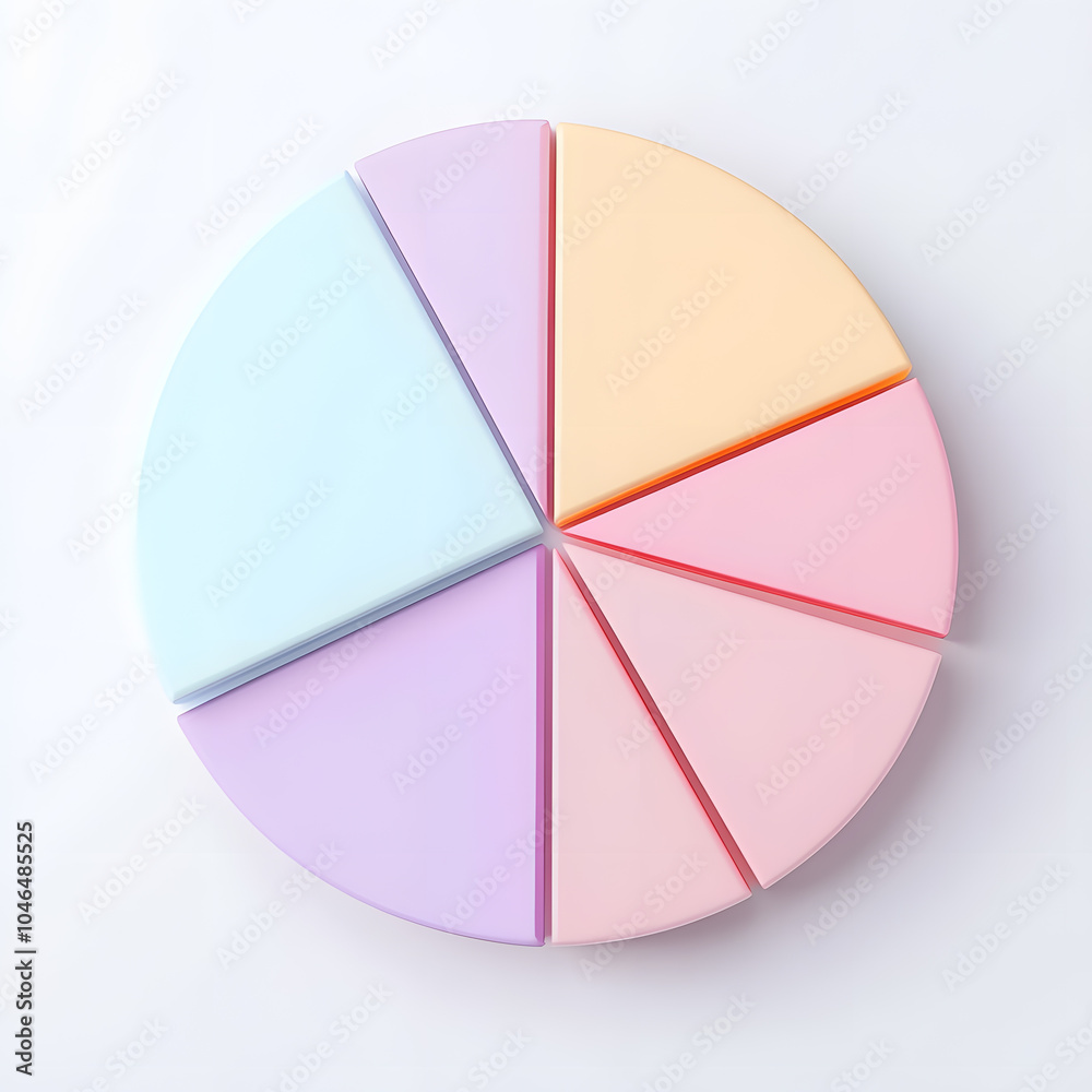 Obraz premium Top view 3d pie chart isolated on white 
