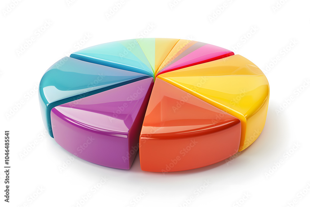 Obraz premium Top view 3d pie chart isolated on white 