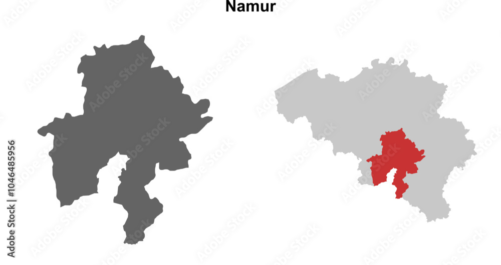 Namur province blank outline map set Namur province blank outline map set