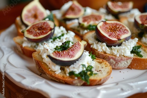 Toasted bread with goat cheese and figs