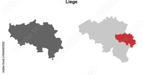 Liege province blank outline map set