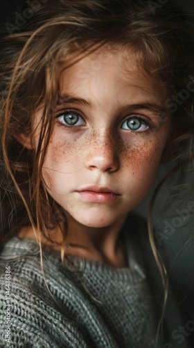 Determined shot of a girl with a focused gaze