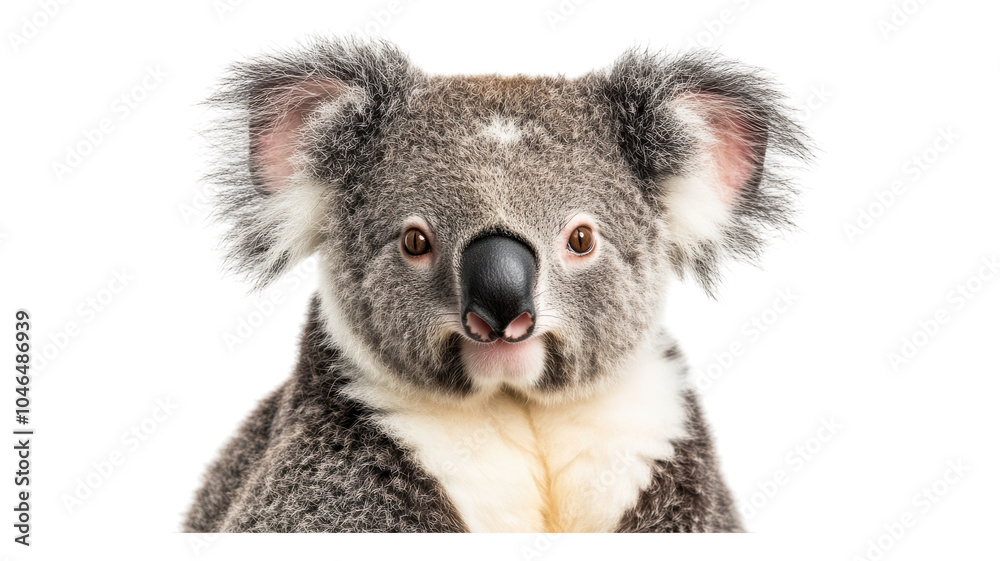 A close-up view of a koala looking directly at the camera with a soft expression in a natural setting.