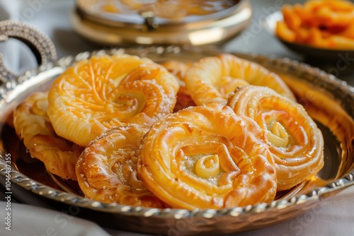 Traditional Indian snack combo Kachori and Jalebi also known as kachauri kachodi katchuri imarti photo