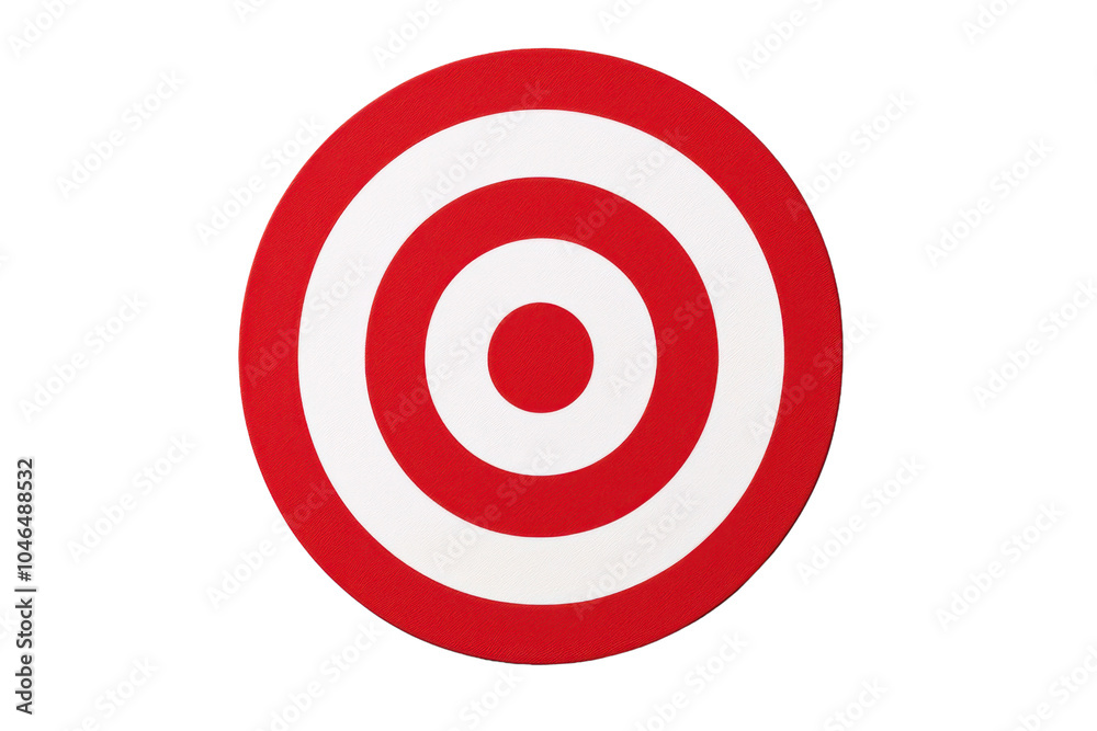 Red and white bullseye target isolated on a transparent background., representing precision, focus, and accuracy in achieving goals. Red and white bullseye target isolated on a transparent background., representing precision, focus, and accuracy in achieving goals.