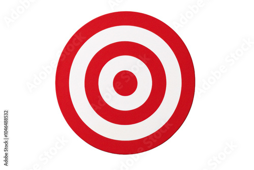 Red and white bullseye target isolated on a transparent background., representing precision, focus, and accuracy in achieving goals.