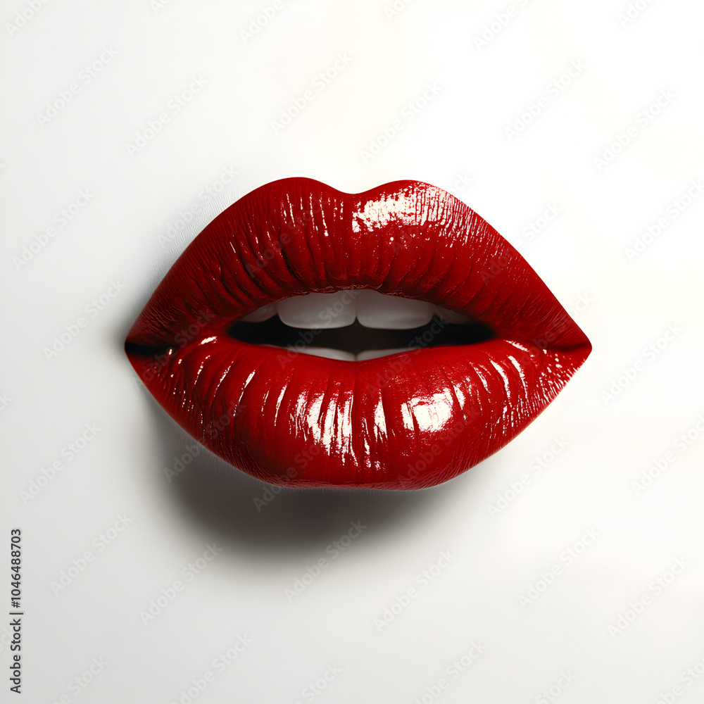 Obraz premium Red lips on a white background