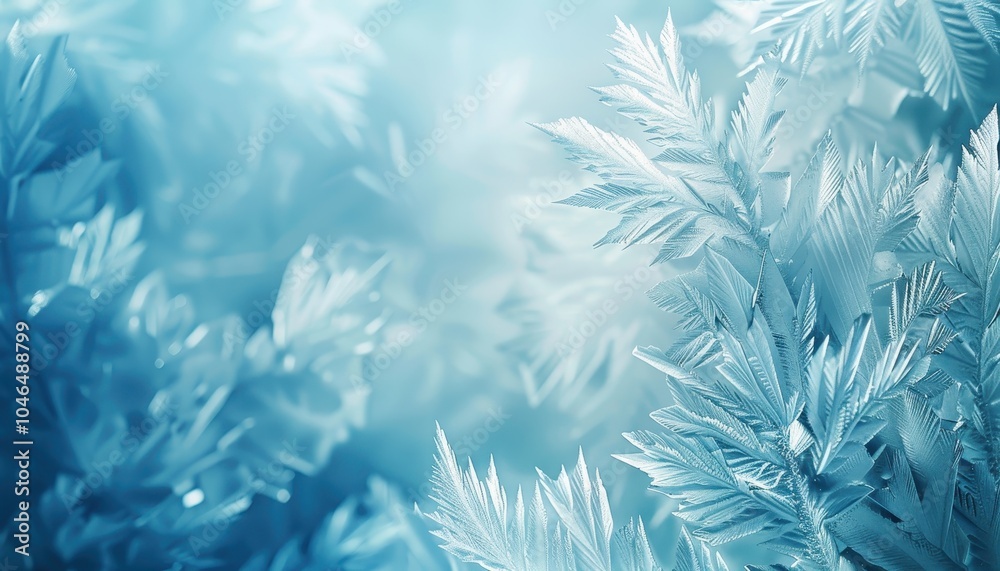 Vertical background with a blue tinted winter wallpaper resembling frost on a window displaying a frozen water crystal pattern akin to dazzling plant leaves Vertical background with a blue tinted winter wallpaper resembling frost on a window displaying a frozen water crystal pattern akin to dazzling plant leaves
