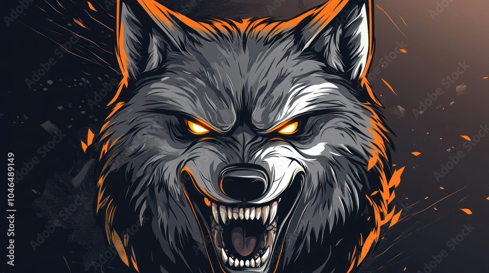 Illustration gaming mascot angry wolf animal head logo design E-Sport background wallpaper AI generated image Illustration gaming mascot angry wolf animal head logo design E-Sport background wallpaper AI generated image