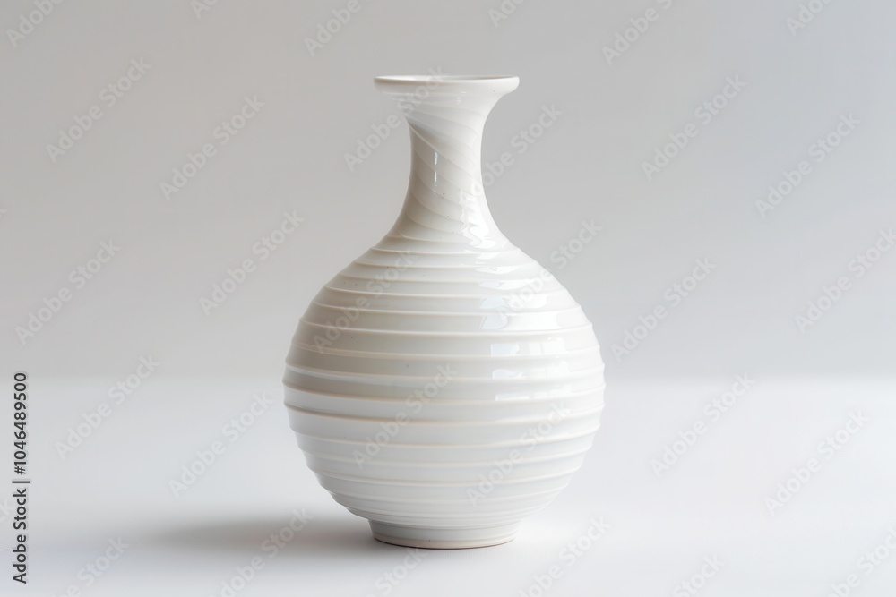 White Japanese sake bottle on white backdrop White Japanese sake bottle on white backdrop