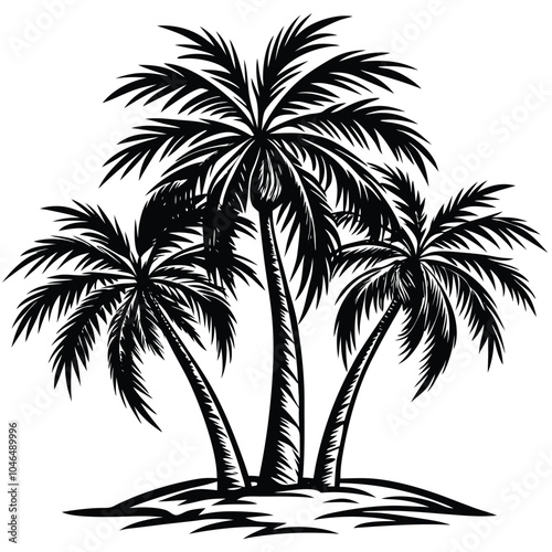 Hand-drawn vector illustration of palm trees.