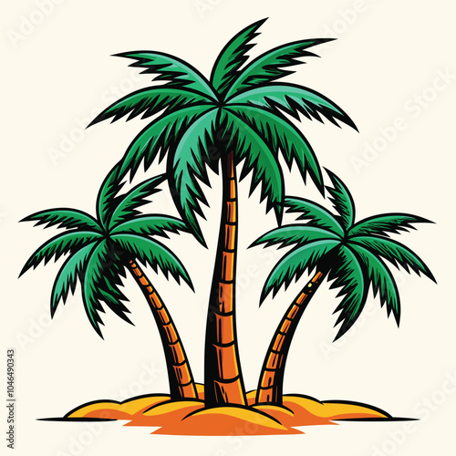 Hand-drawn vector illustration of palm trees.