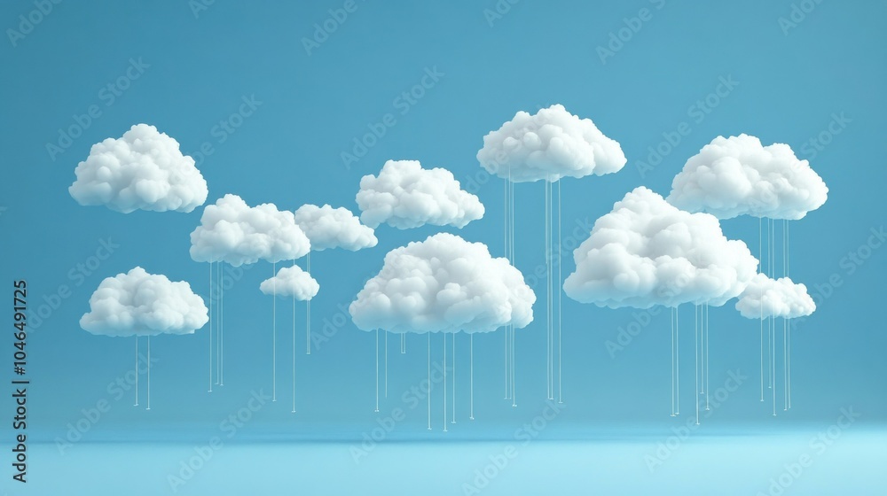 Clouds concept interconnected network storage data transfer modern digital technology background wallpaper AI generated image