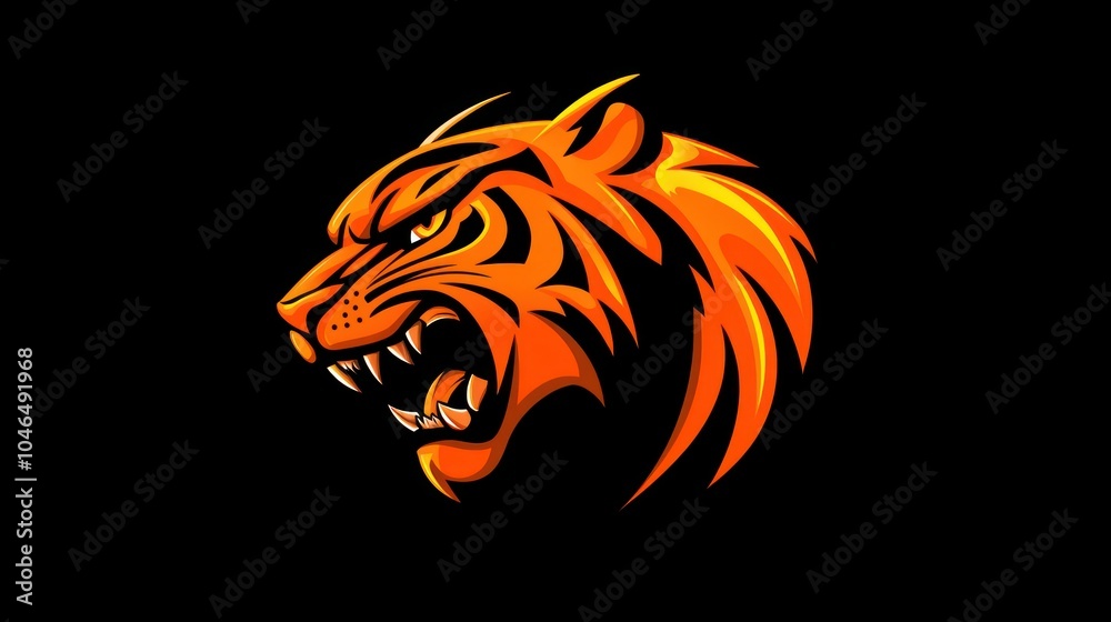 Illustration gaming mascot tiger angry animal head logo design E-Sport background wallpaper AI generated image Illustration gaming mascot tiger angry animal head logo design E-Sport background wallpaper AI generated image