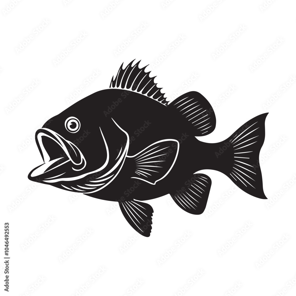 A Fish silhouette vector style with white background A Fish silhouette vector style with white background