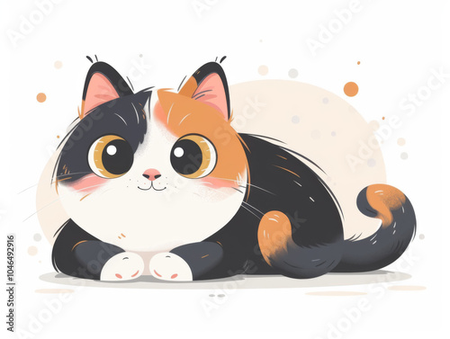 cute fat calico cat vector illustration on white background