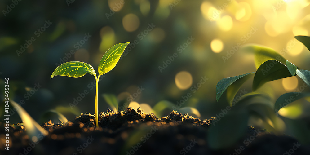 Young Sprouting Plant in Morning Young Sprouting Plant in Morning