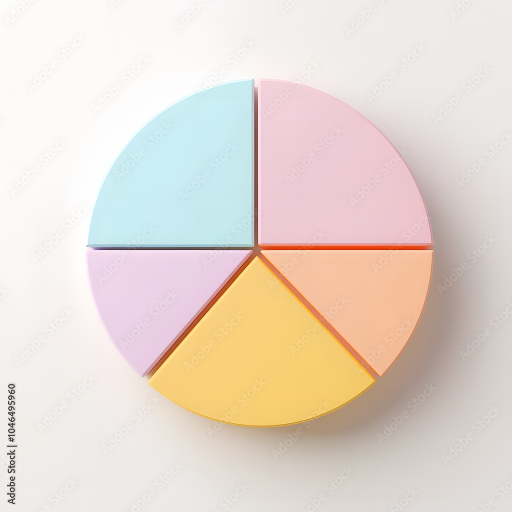 Fototapeta premium Top view 3d pie chart isolated on white