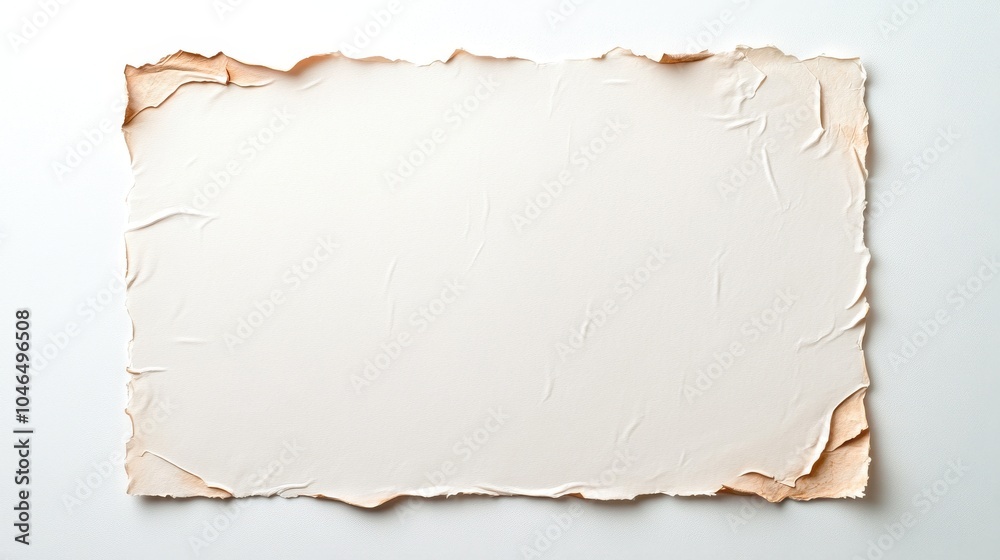 Obraz premium A textured, blank parchment paper with torn edges, ideal for crafting, invitations, or artistic creations.