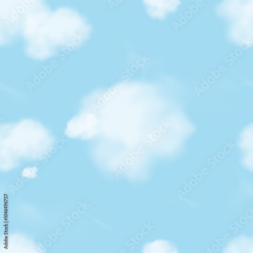 Sky Cloud Background,Seamless pattern blue sky 3d cloudy texture in winter,Vector Spring Nature landscape banner,Illustration seamless pattern cartoon for environment wallpaper