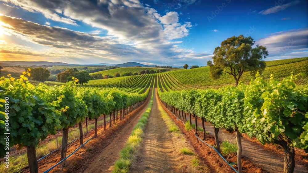 Naklejka premium vineyard field with grapevines producing various wine grapes