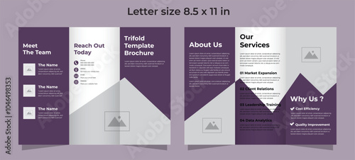 Trifold brochure for corporate in purple colors