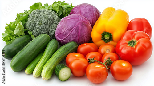 Fresh Vegetables on a White Background for a Healthy Vegetable Diet