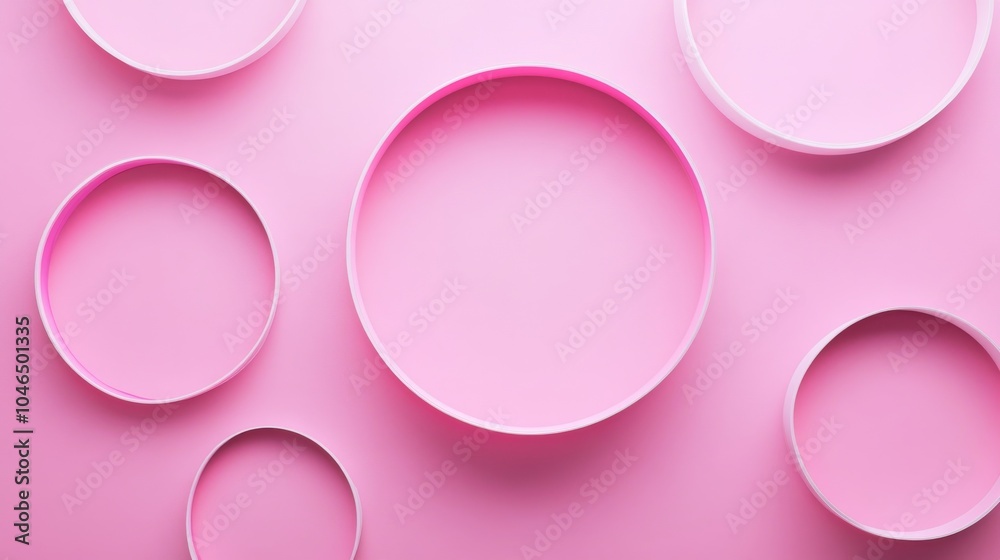 Obraz premium Photo of, Pink background with intersecting circles for design, banner template