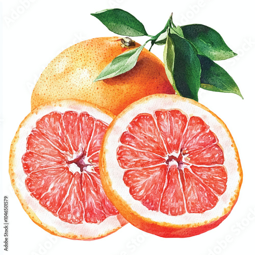 Grapefruit fruit watercolor clipart illustration