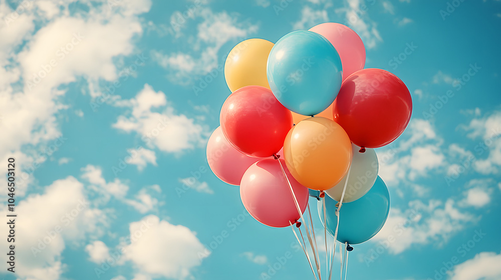 A Photograph of Colorful Balloons Floating Against a Clear Blue Sky, Capturing the Joy and Playfulness of Celebrations, Perfect for Birthday Parties, Festivals, or Any Festive Occasion.
A Photograph of Colorful Balloons Floating Against a Clear Blue Sky, Capturing the Joy and Playfulness of Celebrations, Perfect for Birthday Parties, Festivals, or Any Festive Occasion.