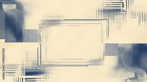 Abstract geometric background with a central frame in a soft beige color palette. photo