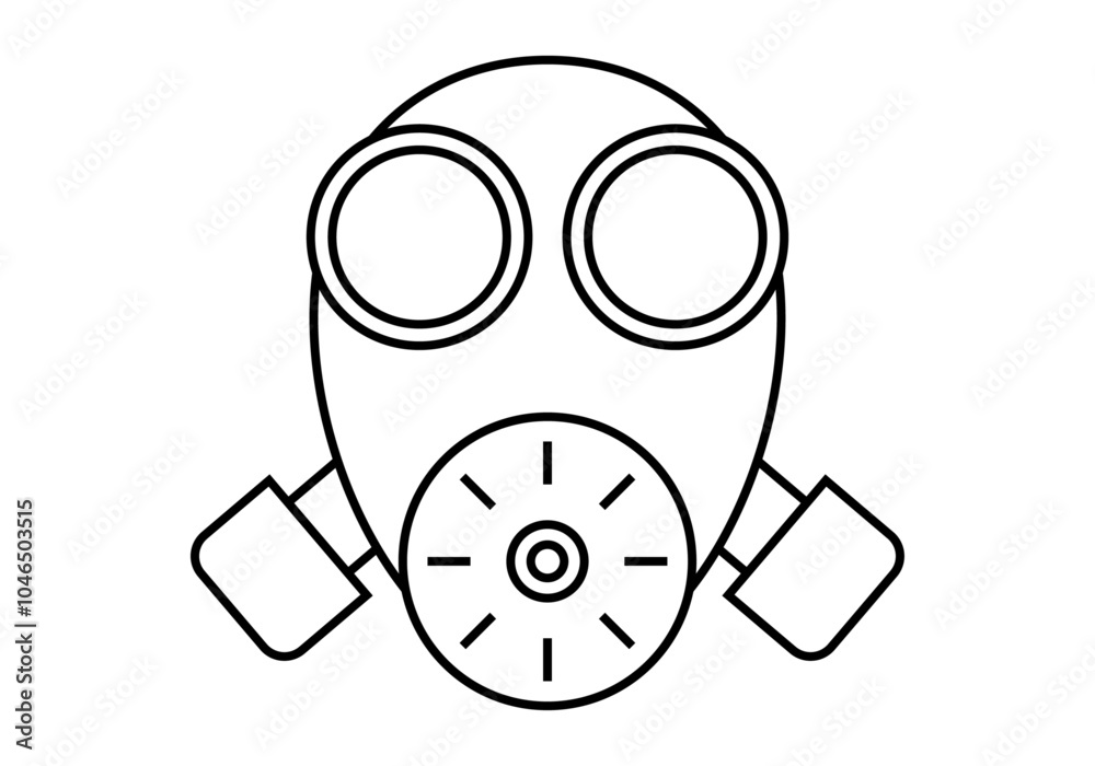 Icono negro de máscara de gas militar 