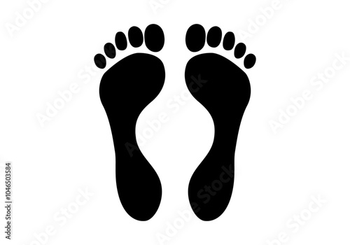 Icono negro de dos huellas de pie humano