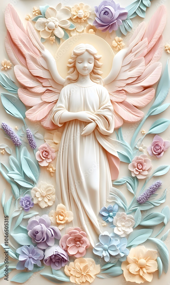 Fototapeta premium 3D_hand-carved Jesus, angel,generation AI