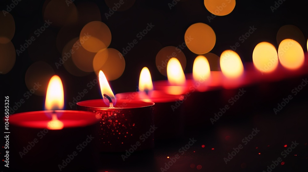Glowing red candles creating a warm ambiance Glowing red candles creating a warm ambiance