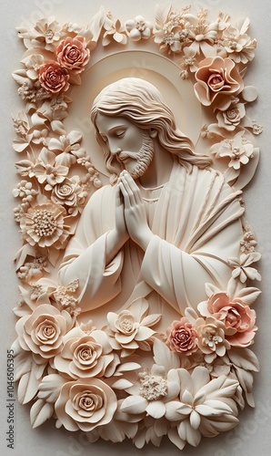 3D_hand-carved Jesus, angel,generation AI