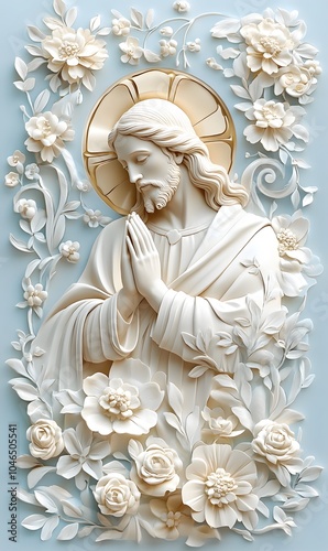 3D_hand-carved Jesus, angel,generation AI