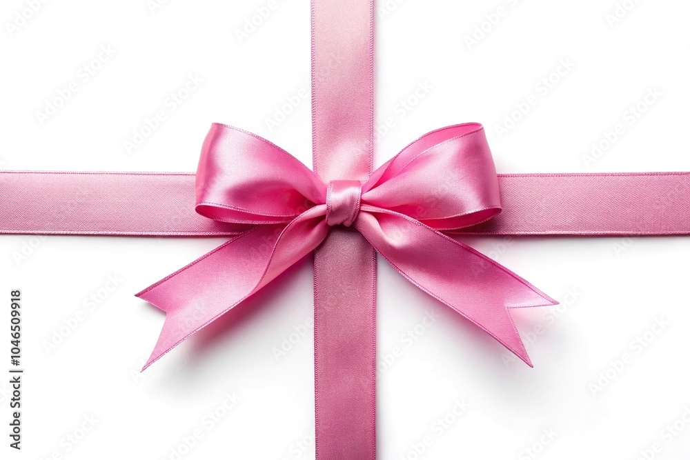 Pink gift ribbon bow isolated on white background Pink gift ribbon bow isolated on white background