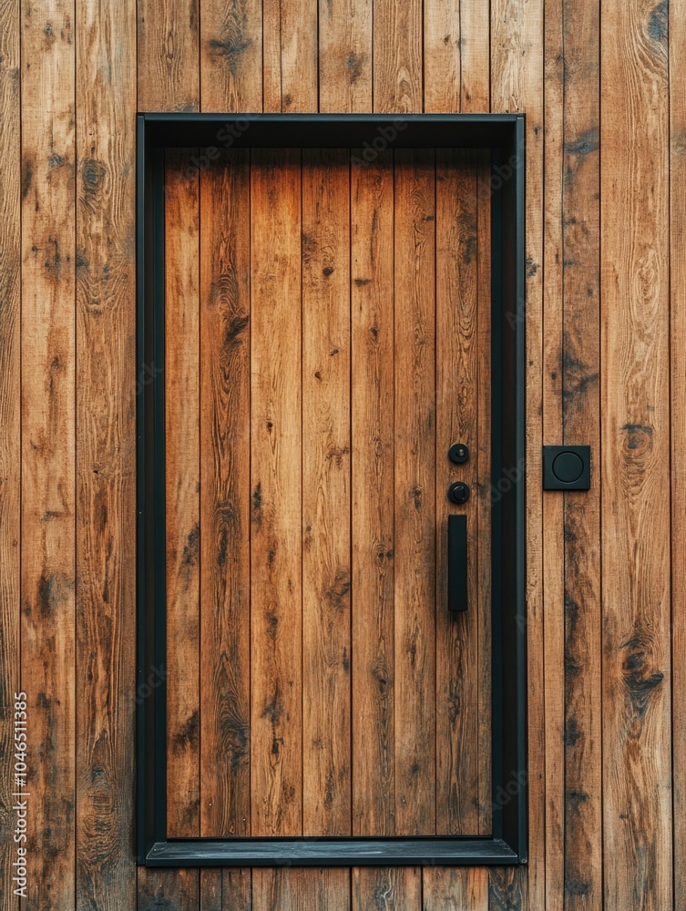 Wooden door with black frame Wooden door with black frame
